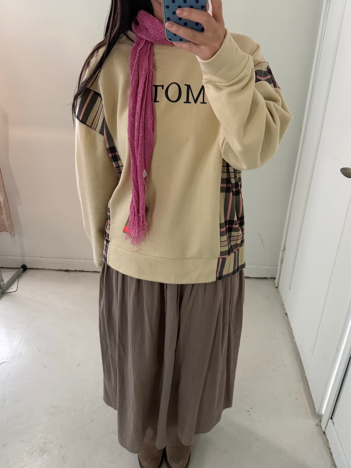 일본빈티지 모리 베이지 주름 롱스커트 상품이미지5