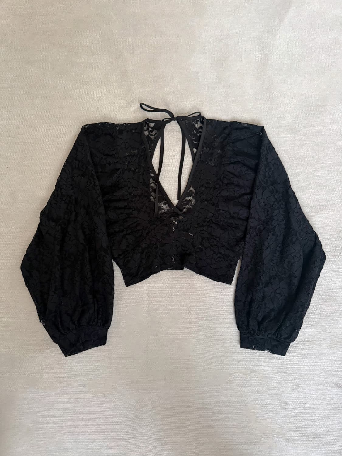 빈티지 블랙 레이스 스트랩 볼레로 블라우스 상품이미지1