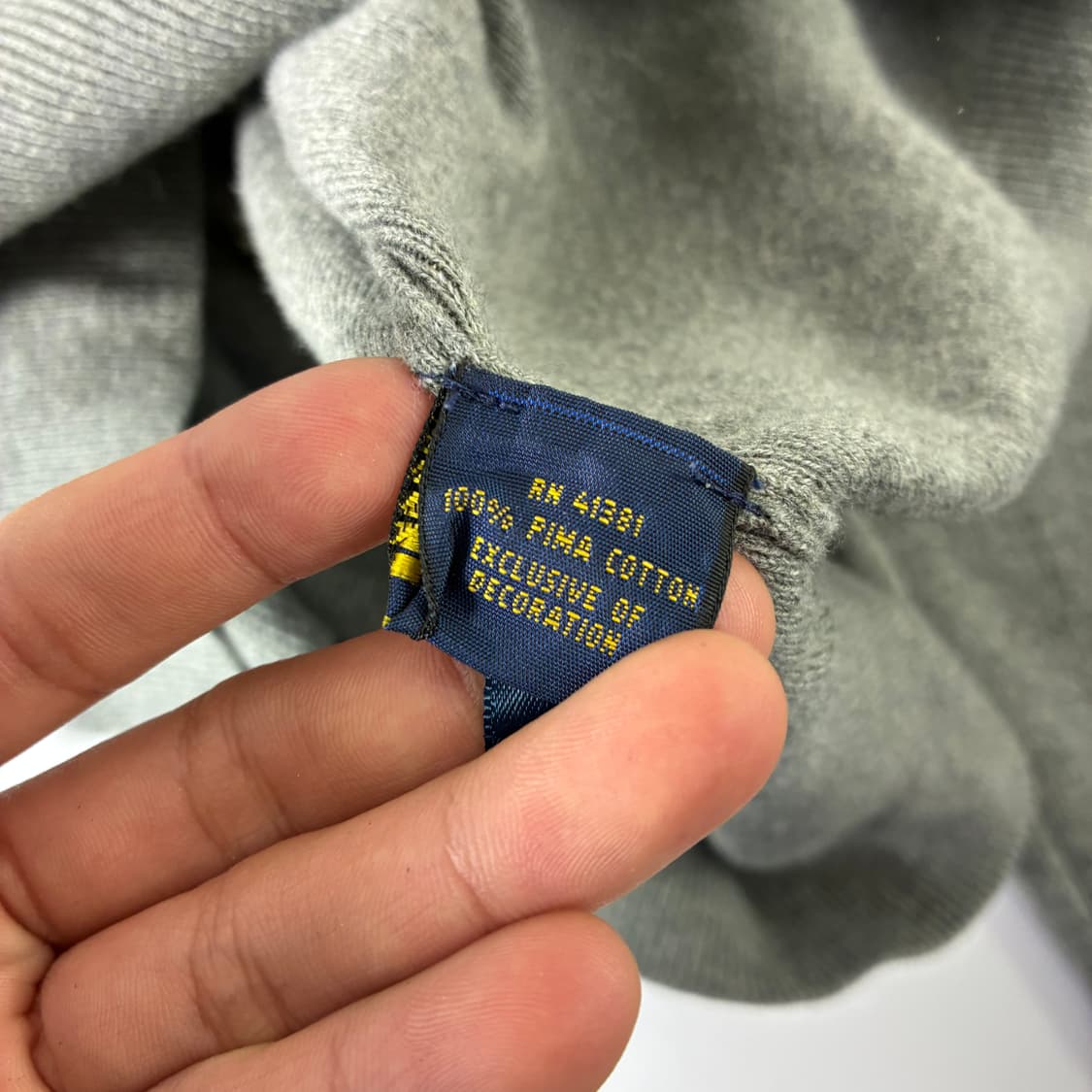 Polo  폴로 랄프로렌 자수 피마코튼 그레이 브이넥 니트  상품이미지5