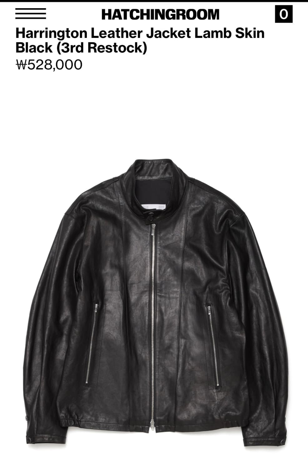[4] 해칭룸 해링턴 레더 자켓 램스킨 블랙 상품이미지1