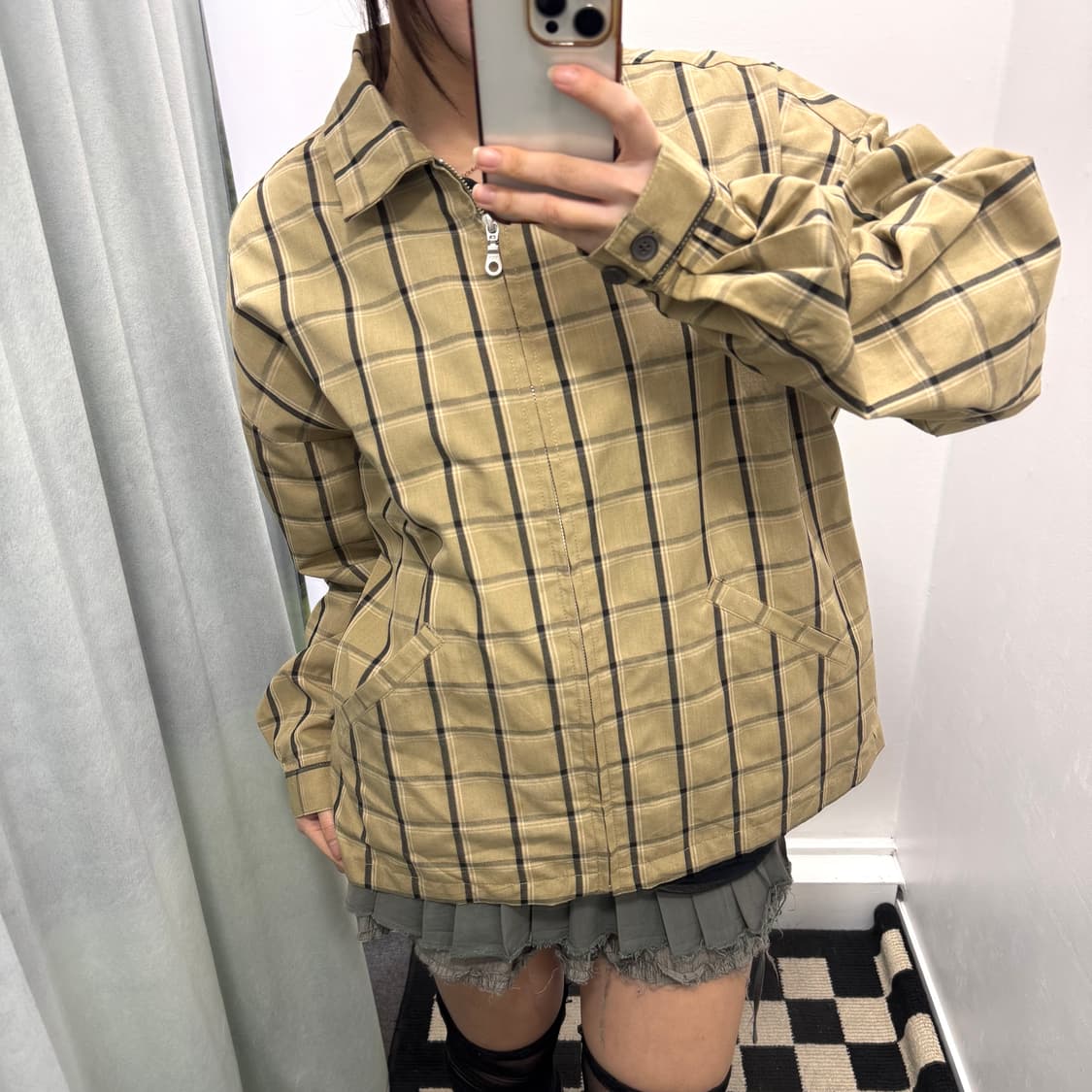 Urban collection 베이지 체크 알파카 자켓  상품이미지1