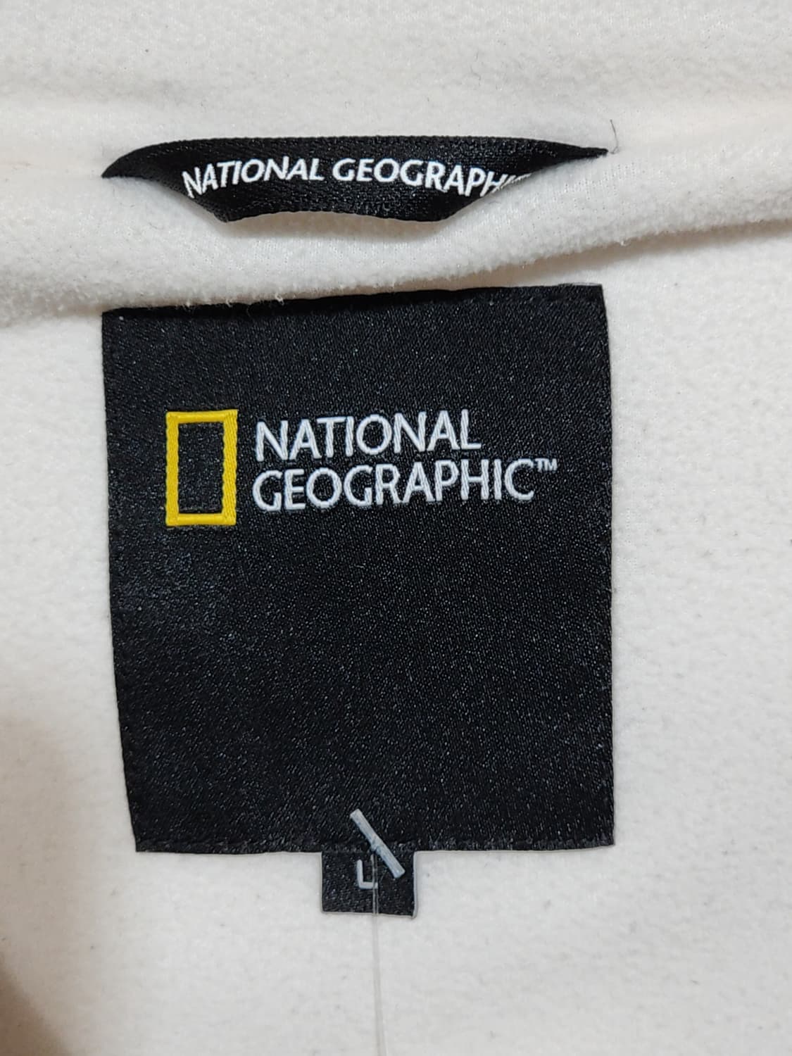 (L) 내셔널지오그래픽 플리스 점퍼 아이보리 뽀글이 와펜 후리스 자켓  상품이미지3