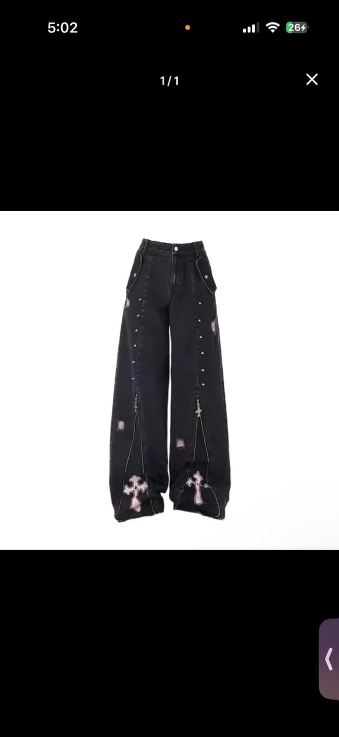 빈티지 y2k 십자가 오버핏 데님 팬츠 상품이미지1