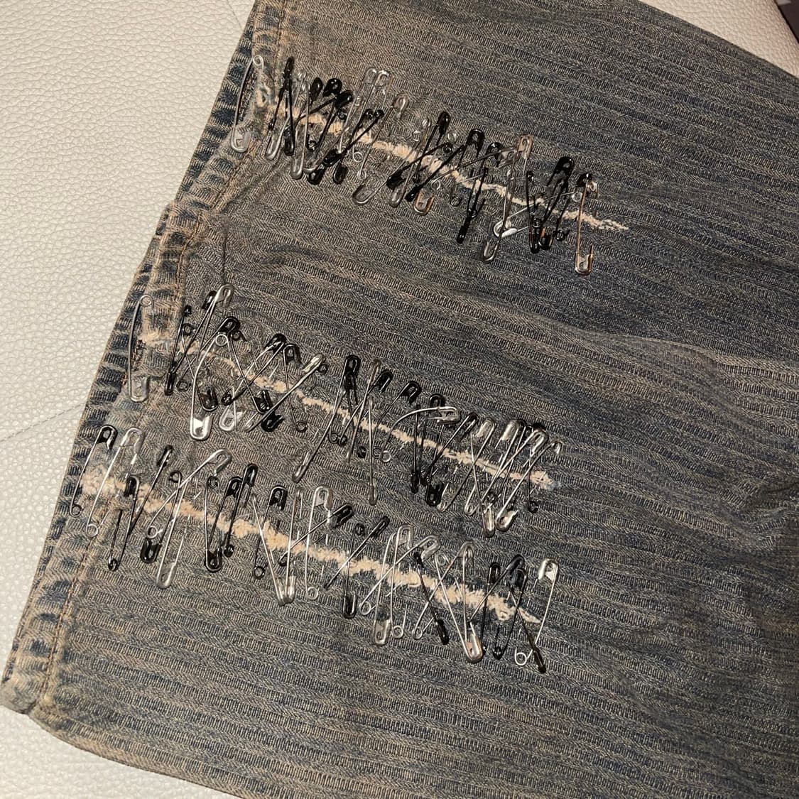 빈티지 펑크 옷핀 클립 일자핏 와이드 청바지 상품이미지1