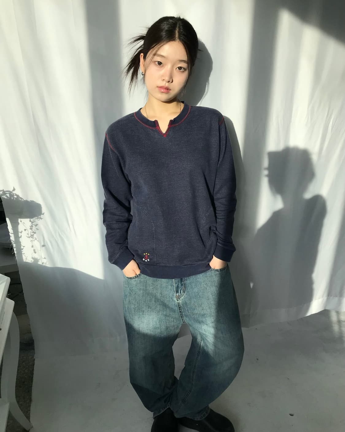 네이비 스티치 맨투맨  상품이미지2