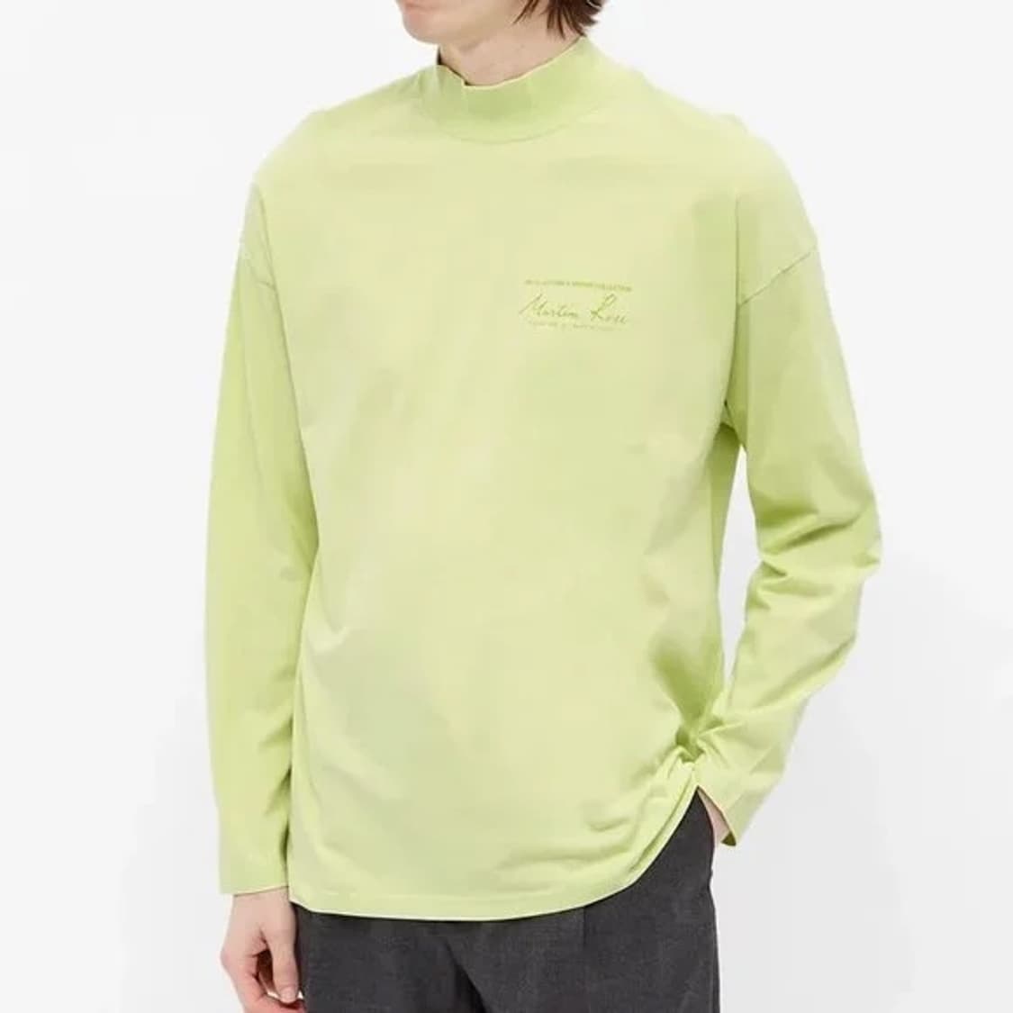마틴로즈 로고 모크넥 롱 슬리브 티셔츠 라임 상품이미지4