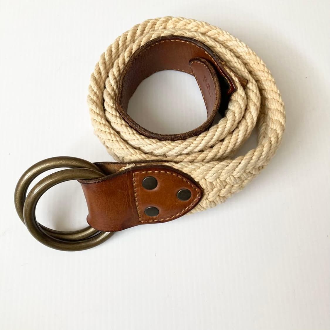RRL 더블알엘 웨빙 코튼 O링 벨트 아이보리 브라운 상품이미지1