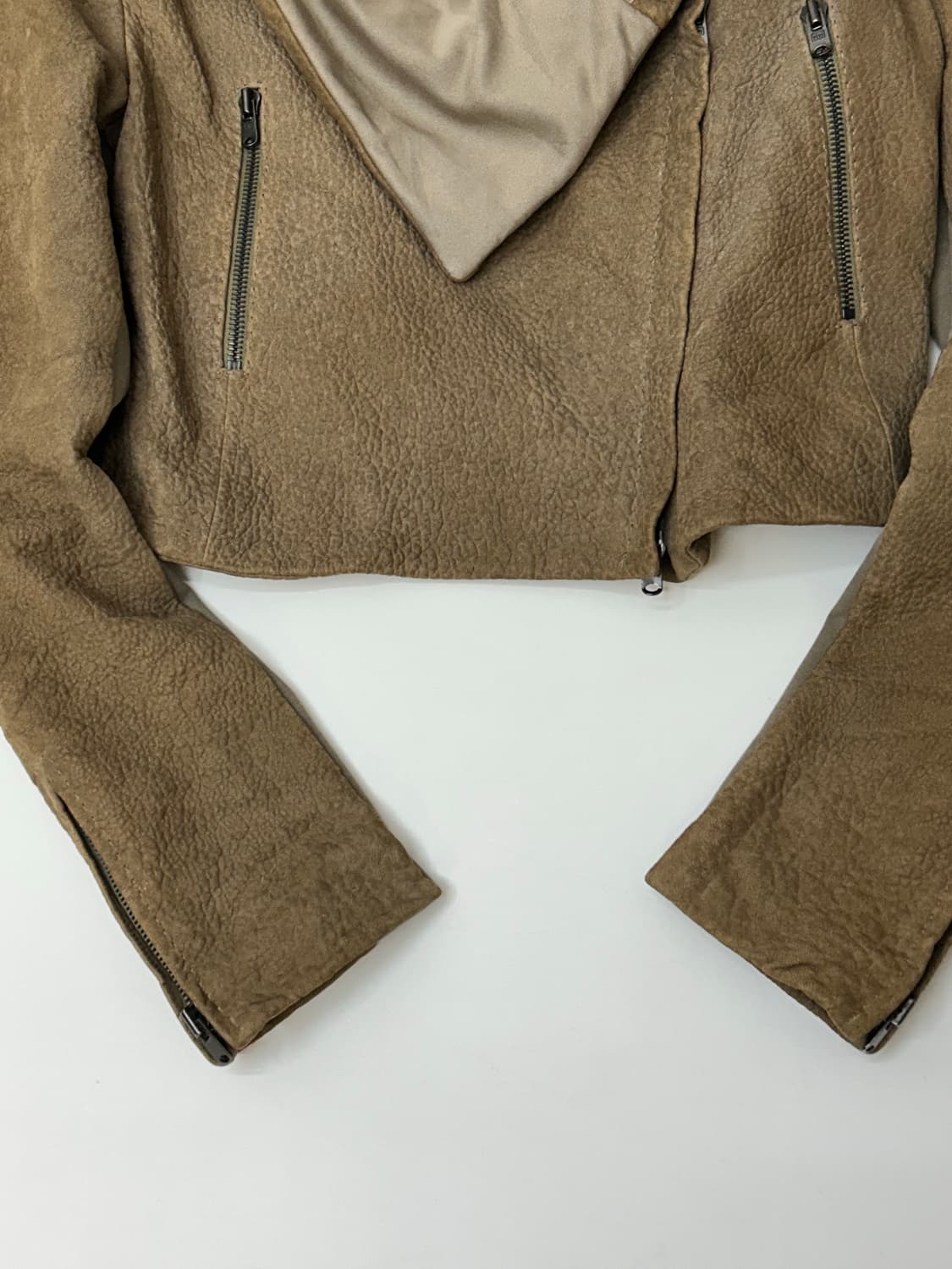 VTG 양가죽 투웨이 하이넥 크롭 라이더 자켓 상품이미지5