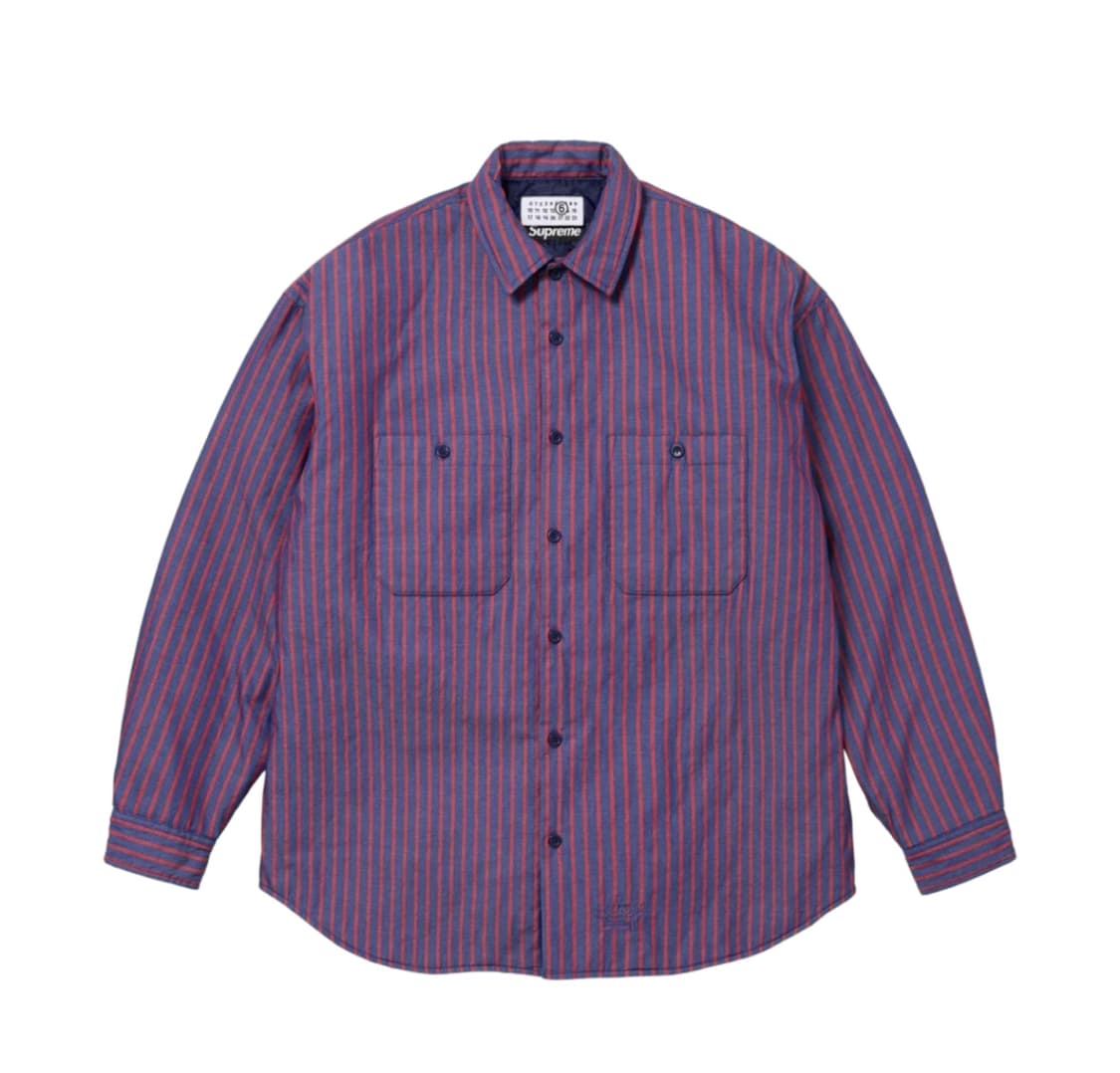 [L] 슈프림 x MM6 메종 마르지엘라 패디드 셔츠 스트라이프 상품이미지9