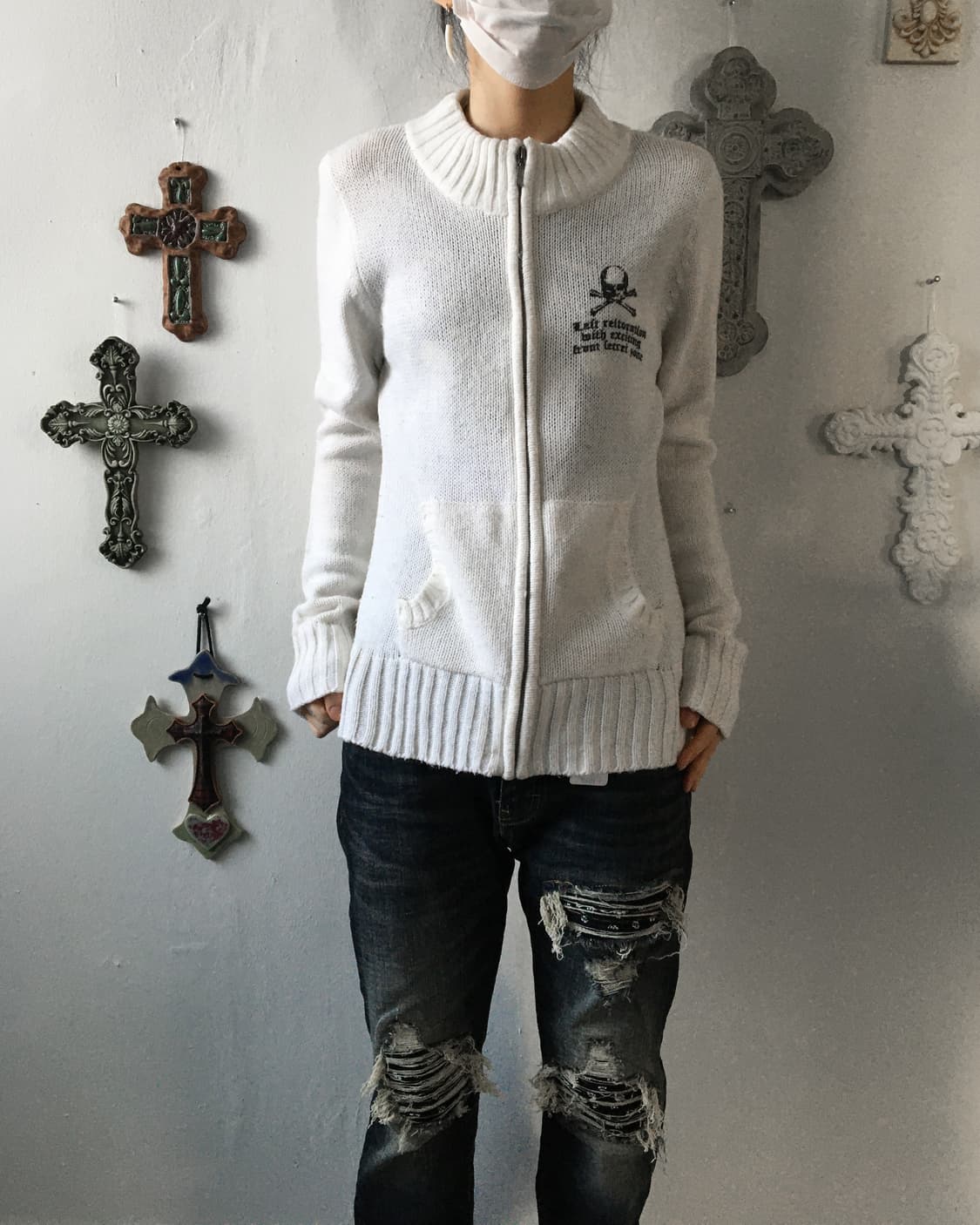 Printing point knit zip up 상품이미지10
