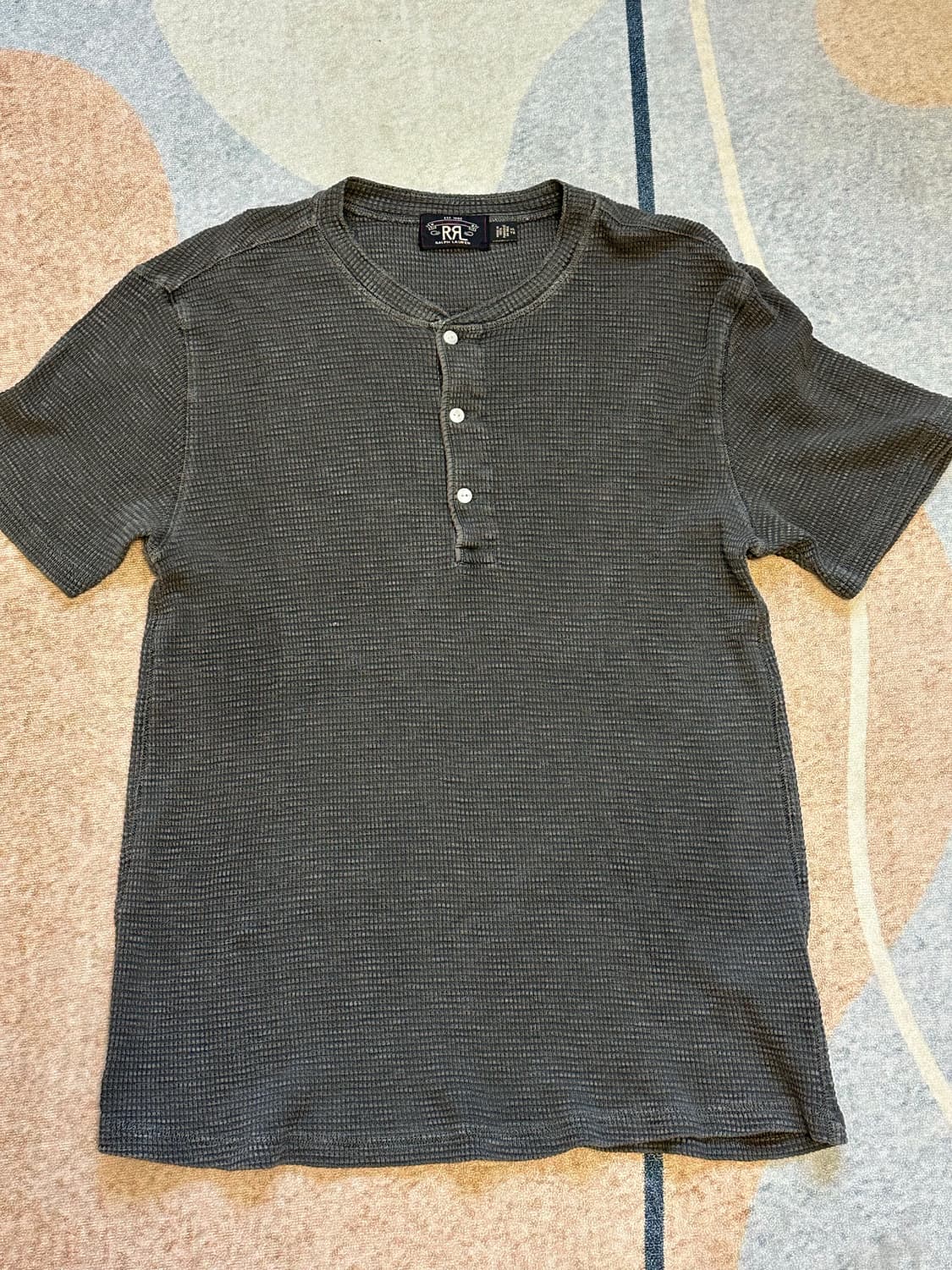 [XL] RRL(더블알엘) 와플 헨리넥 반팔 블랙 상품이미지1