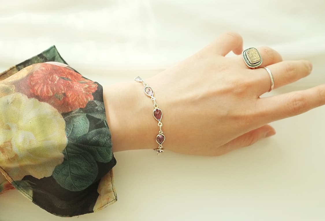 925실버 자수정 원석 데일리 팔찌 상품이미지2