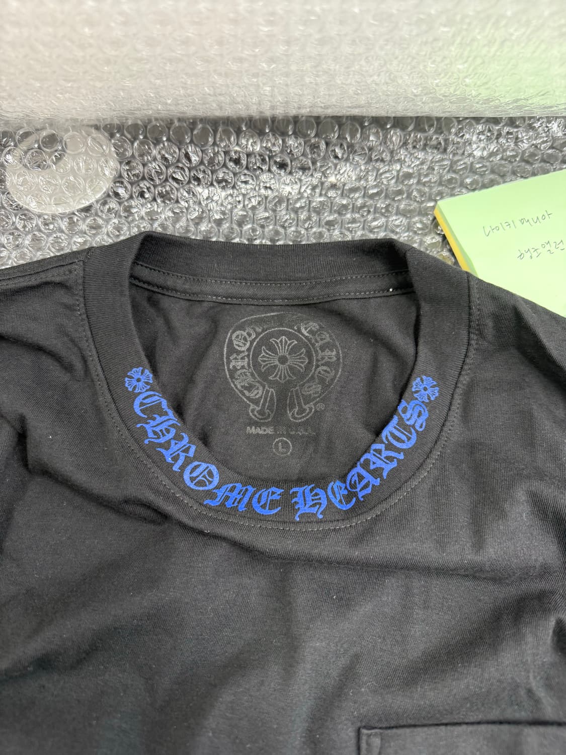 크롬하츠 넥 스크립트 롱슬리브 블루블랙 라지사이즈 상품이미지2