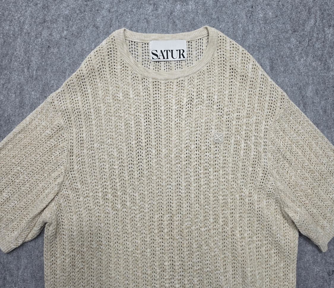 세터 내츄럴 메시드 그물 반팔 니트 L 상품이미지3