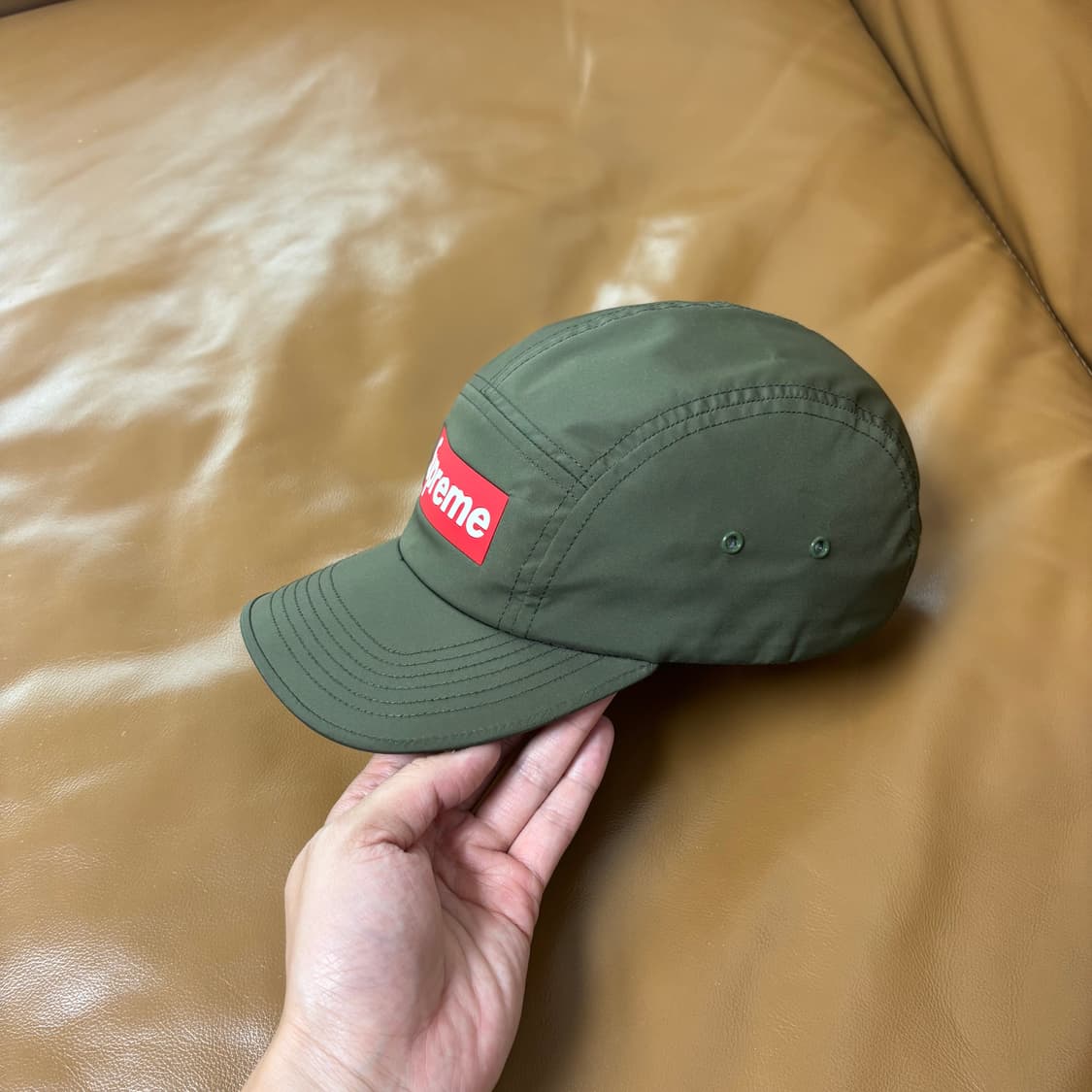 Supreme 슈프림 인셋 로고 올리브 카키 캠프캡 모자 (Khaki) 상품이미지4
