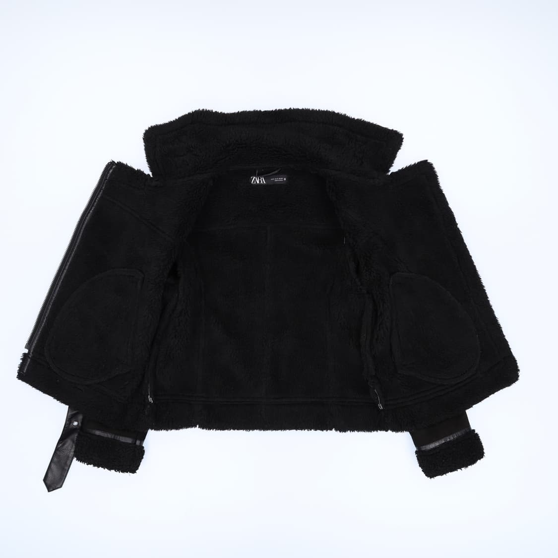[US S] 자라 여성 블랙라벨 스웨이드 무스탕 자켓 3841 상품이미지4
