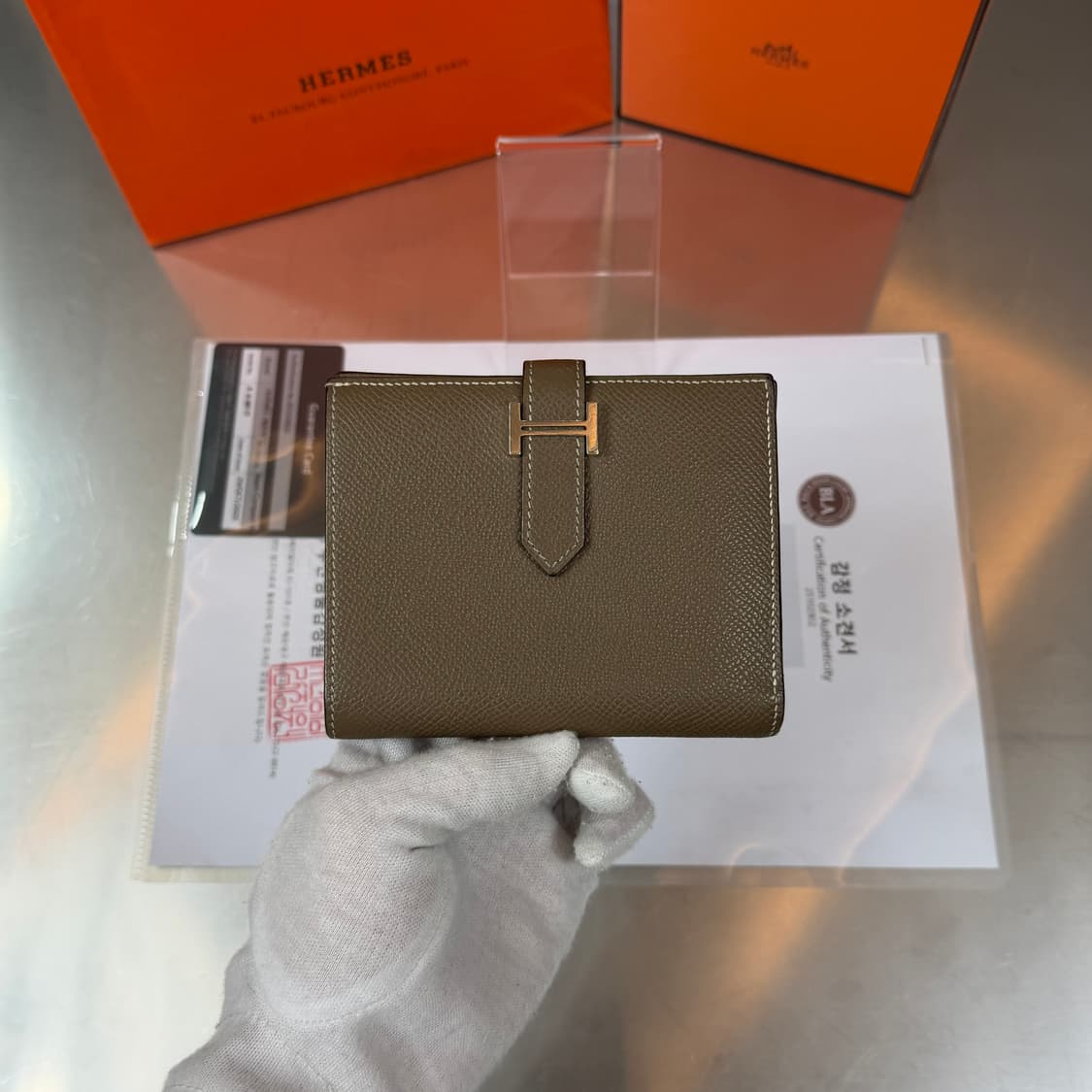 [리오브] 에르메스 베안 앱송 실버 에토프 컴팩트 반지갑 상품이미지2