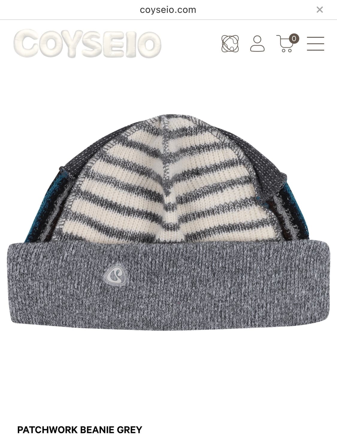 코이세이오 PATCHWORK BEANIE GREY 상품이미지1