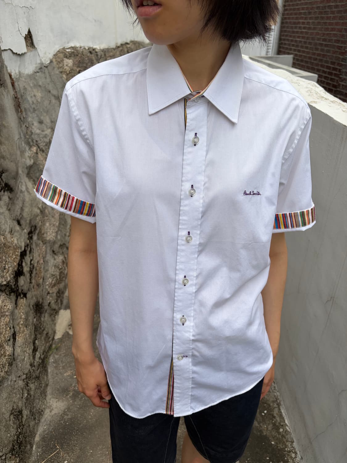 Paul Smith 멀티 스트라이프 트림 반팔 셔츠 상품이미지1