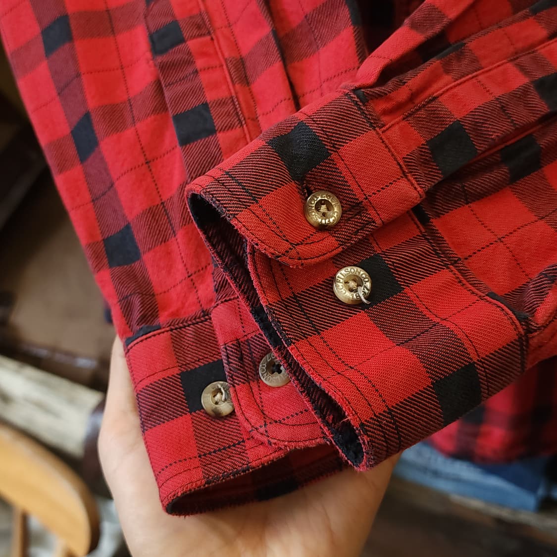 00년대 필슨 알래스칸 가이드 셔츠 헤비 코튼 플란넬 셔츠 레드체크 L 상품이미지8