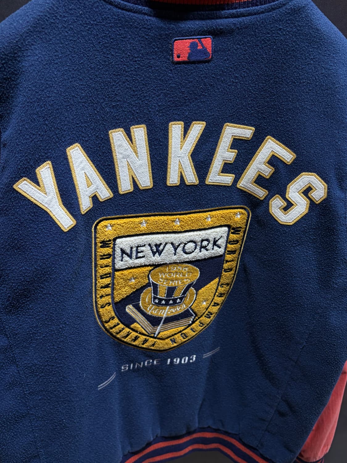 L MLB 뉴욕양키스 패치 빅로고 바시티 자켓 상품이미지5