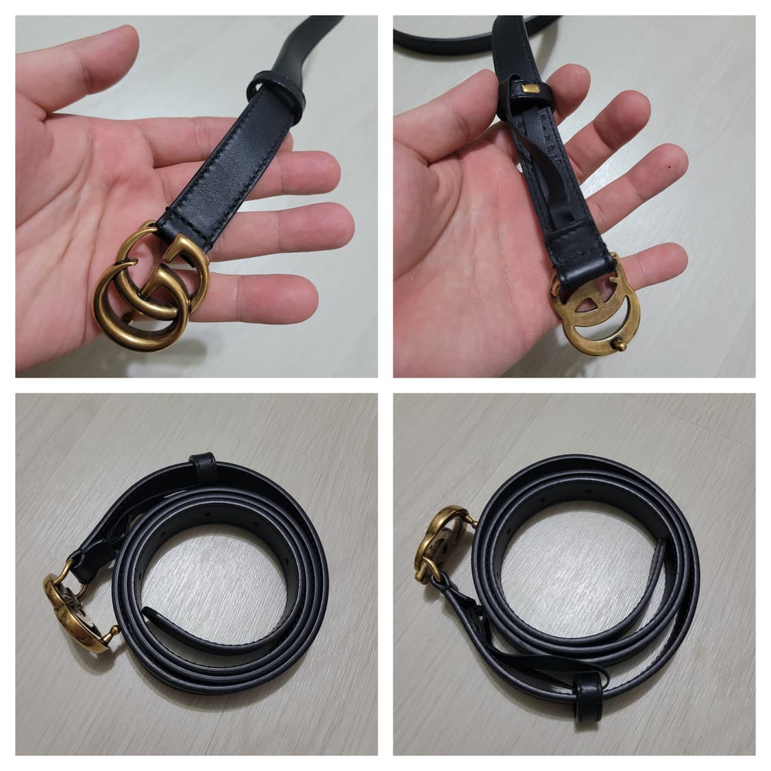 구찌 GG마몬트 블랙 여성 벨트 금장 상품이미지3