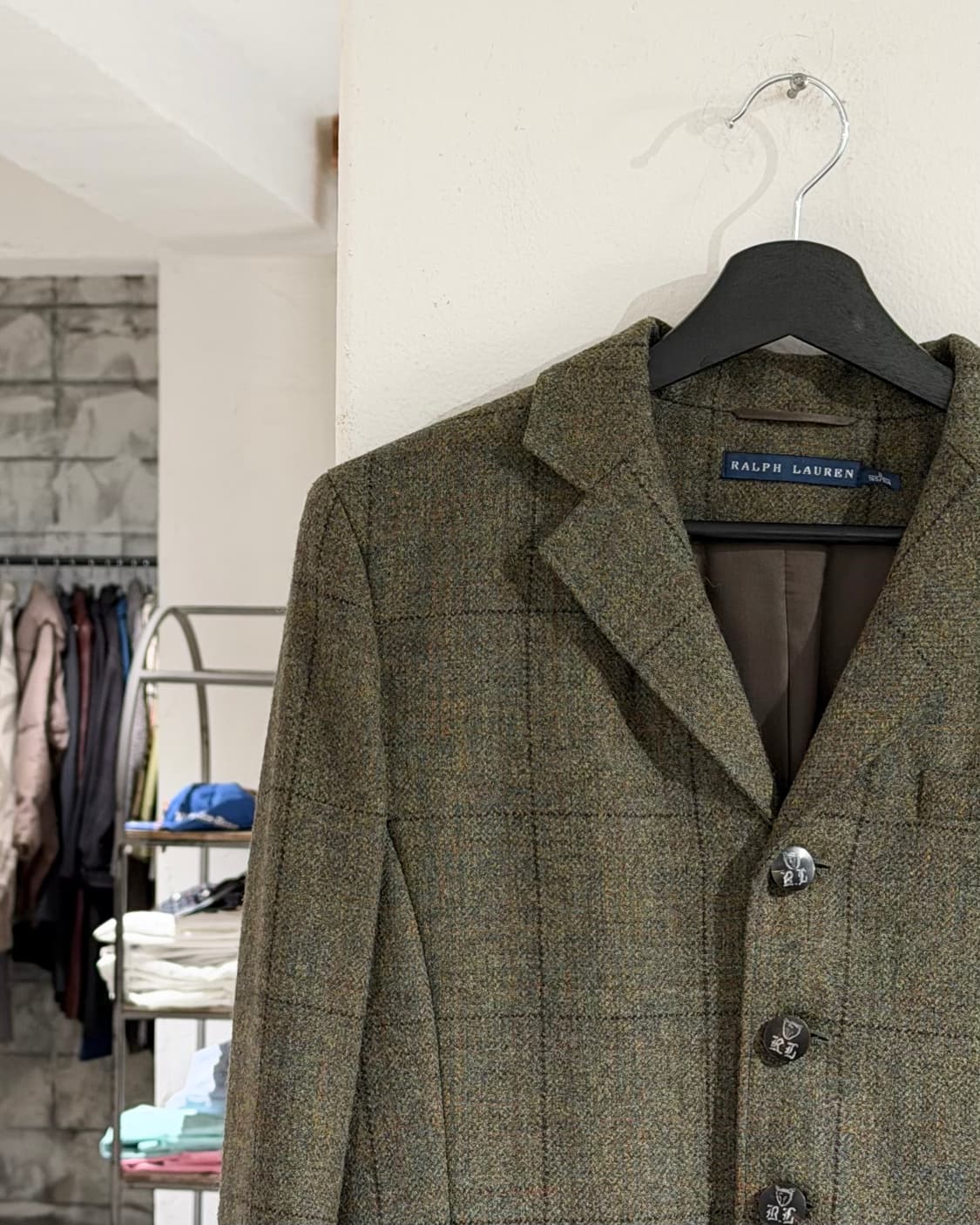 랄프로렌 그린 울 트위드 테일러드 코트 상품이미지2