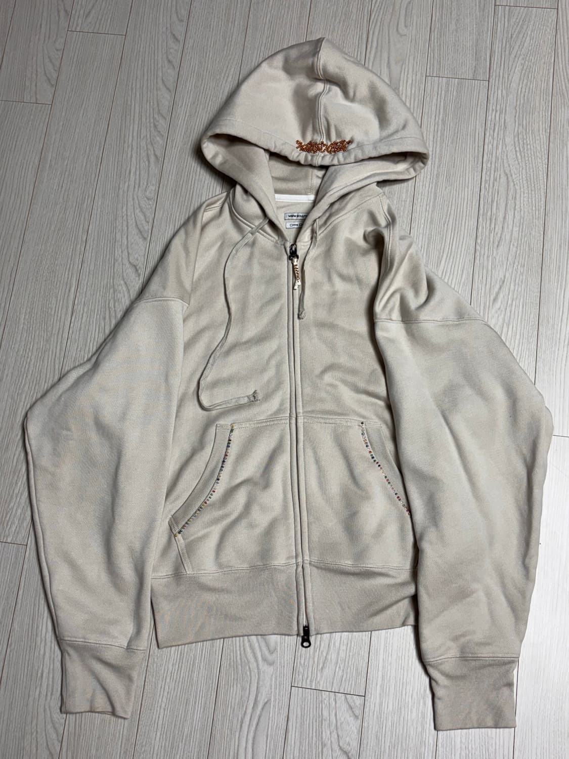 스컬프터 세인트 비즈 후드집업 더티화이트 L 상품이미지3