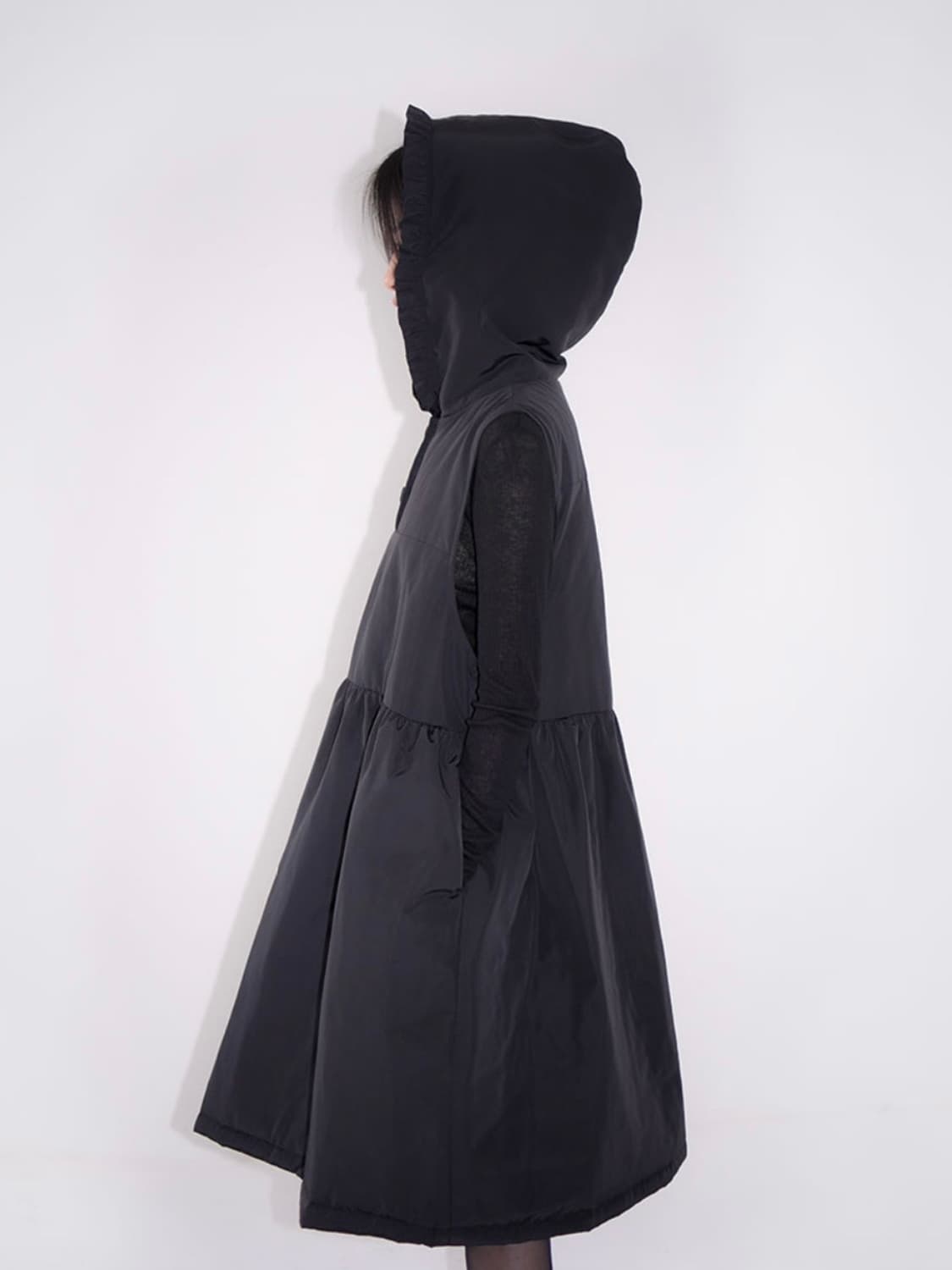 eunoia 유노이아 프릴 후드 패딩 베스트 블랙 상품이미지2