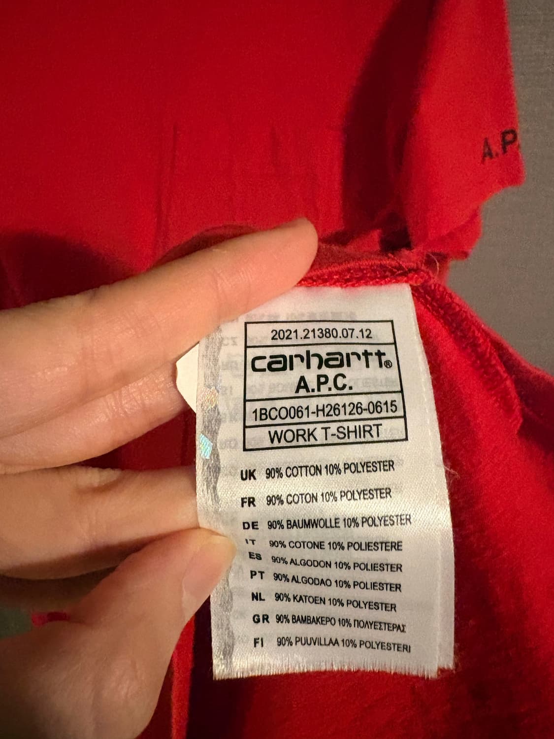A.P.C. x Carhartt Work T-Shirt Red S 상품이미지4