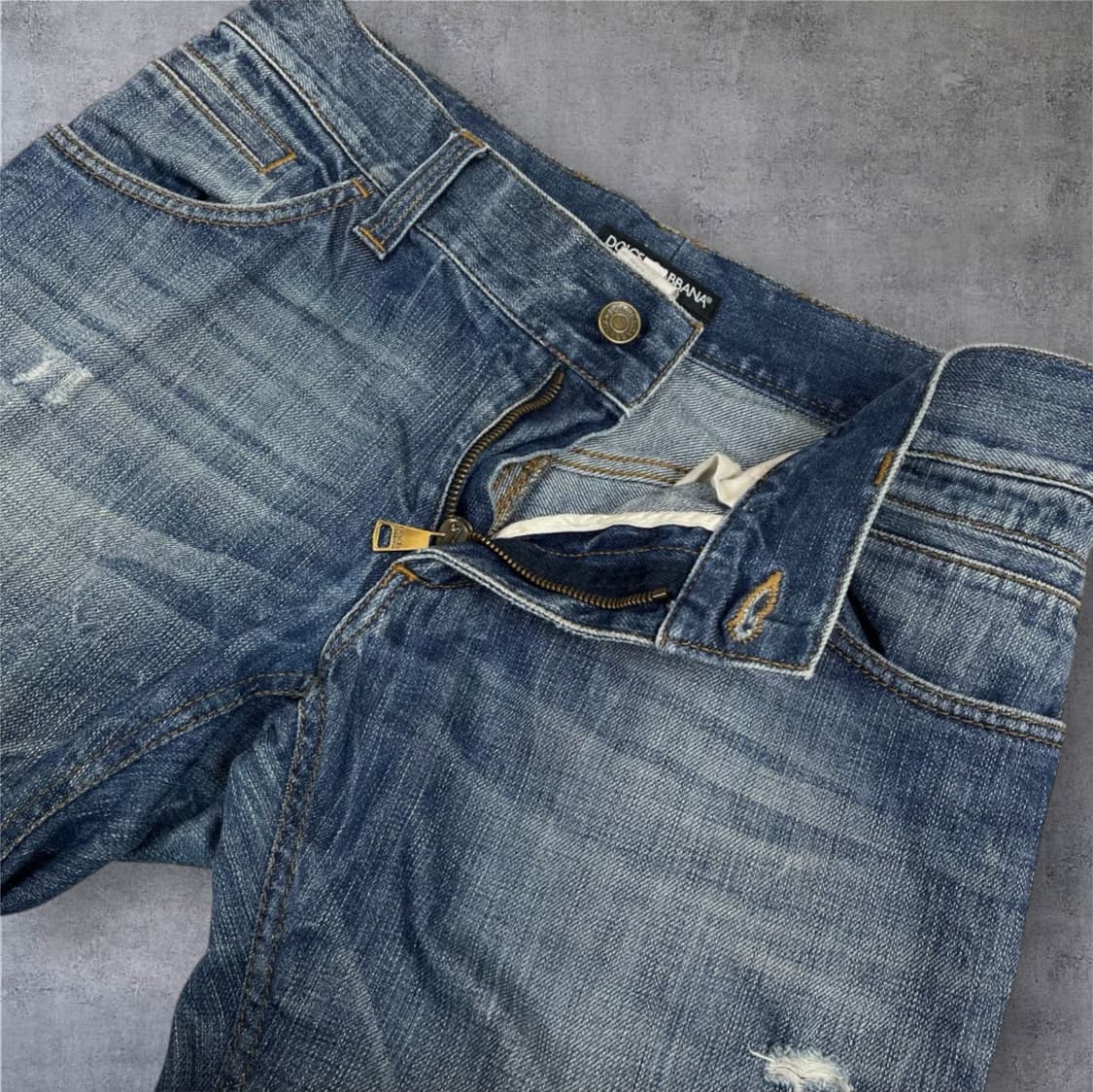 돌체앤가바나 중청 빈티지 메탈패치 디스트로이드 데님팬츠 48 상품이미지2