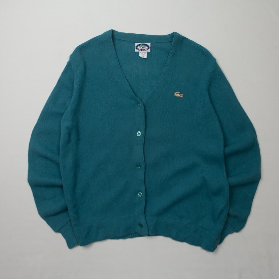70s IZOD 라코스테 올른 아크릴 가디건 정글 그린 상품이미지1
