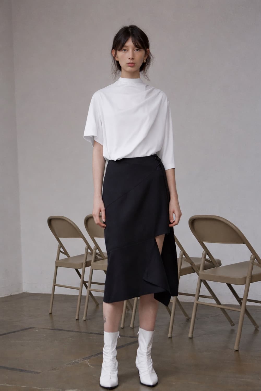 [새상품] 로우클래식 언발란스 셔츠 화이트 M 상품이미지1