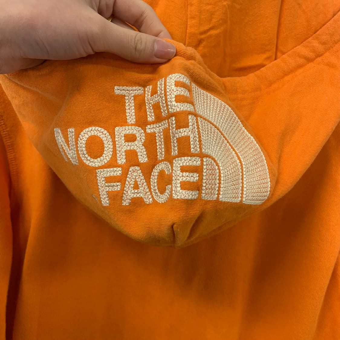 노스페이스 자수로고 오렌지 후드집업 상품이미지6