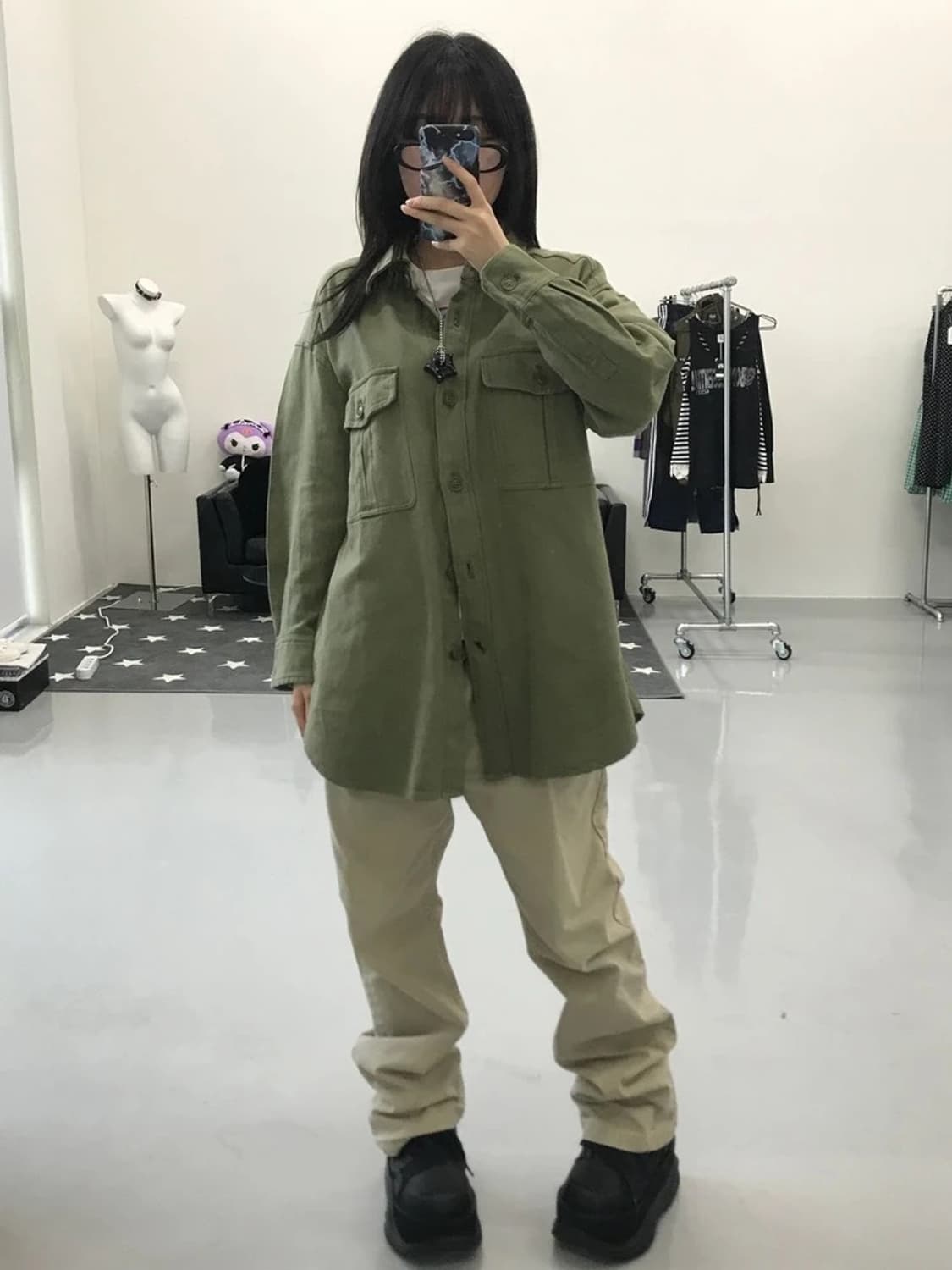 글로벌 워크 카키 셔츠 상품이미지2