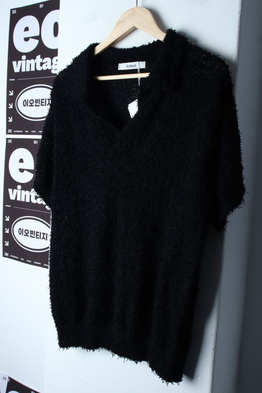 (M-XL) 니티드 반팔 카라 티셔츠 새상품 부클 니트-H31976 상품이미지1