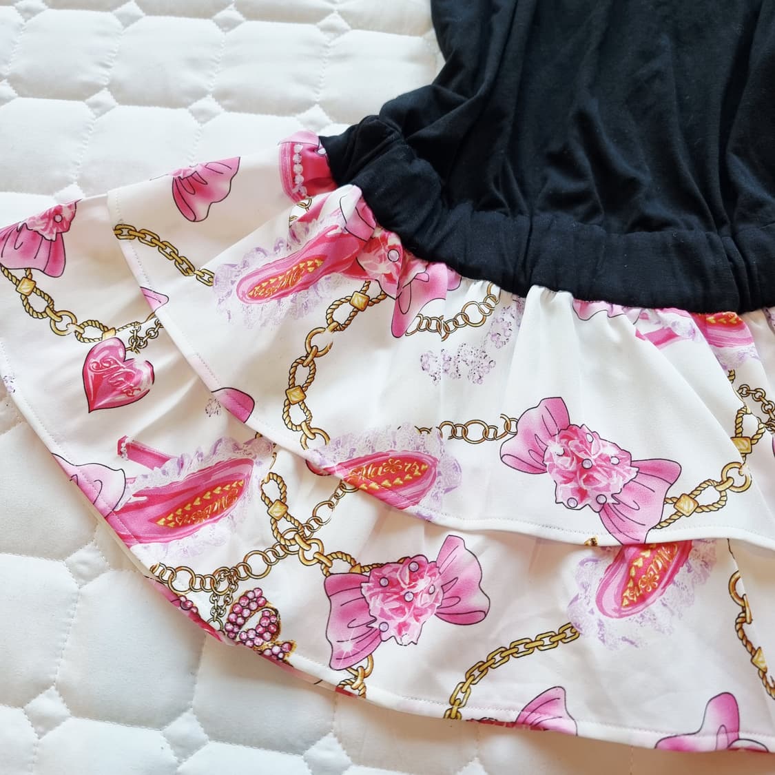 Ma rs(마즈)하트쥬얼 체인 베이비핑크 프릴 바디콘 원피스 상품이미지2