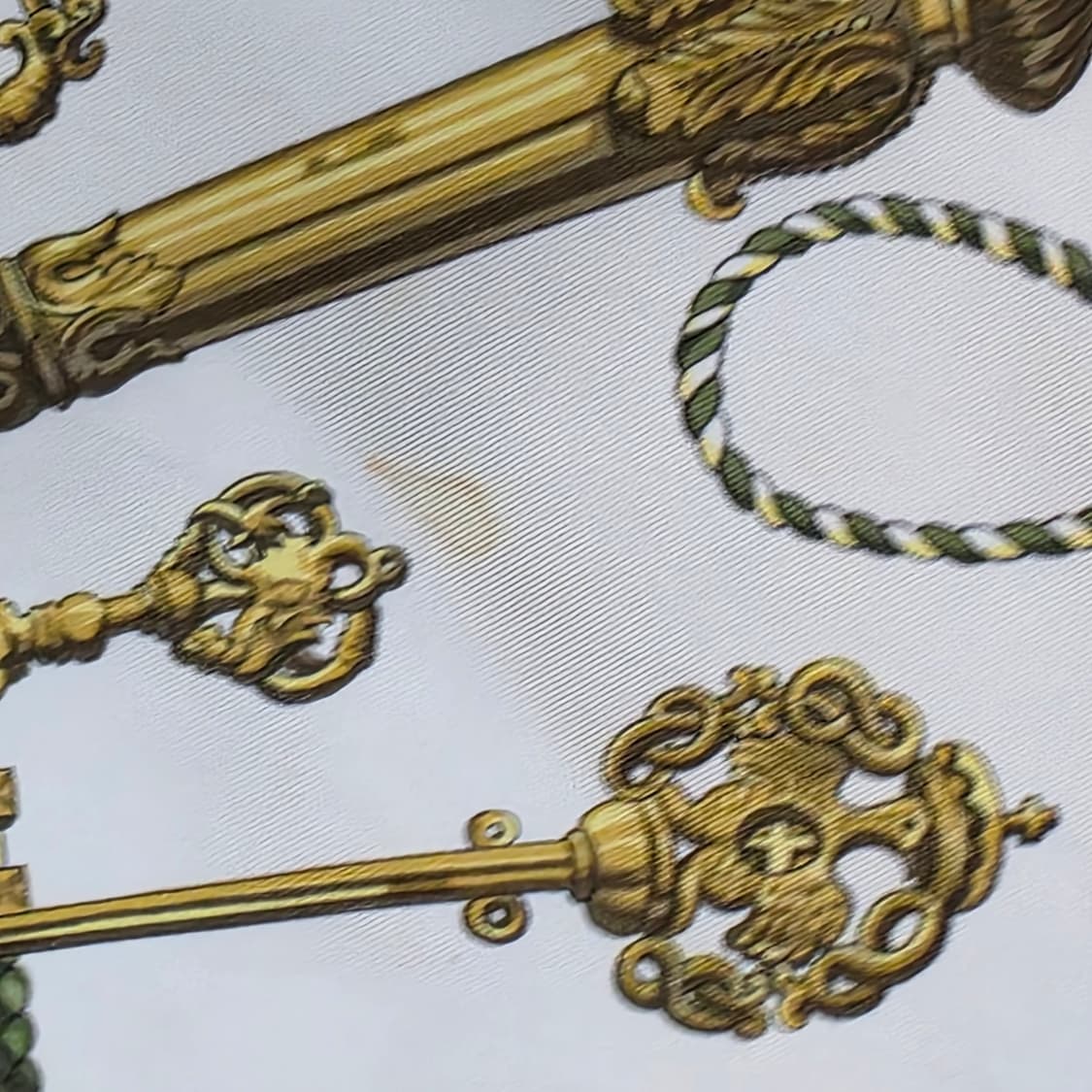 에르메스 스카프 까레 Les Cles 열쇠 패턴 실크 (버건디) 상품이미지7