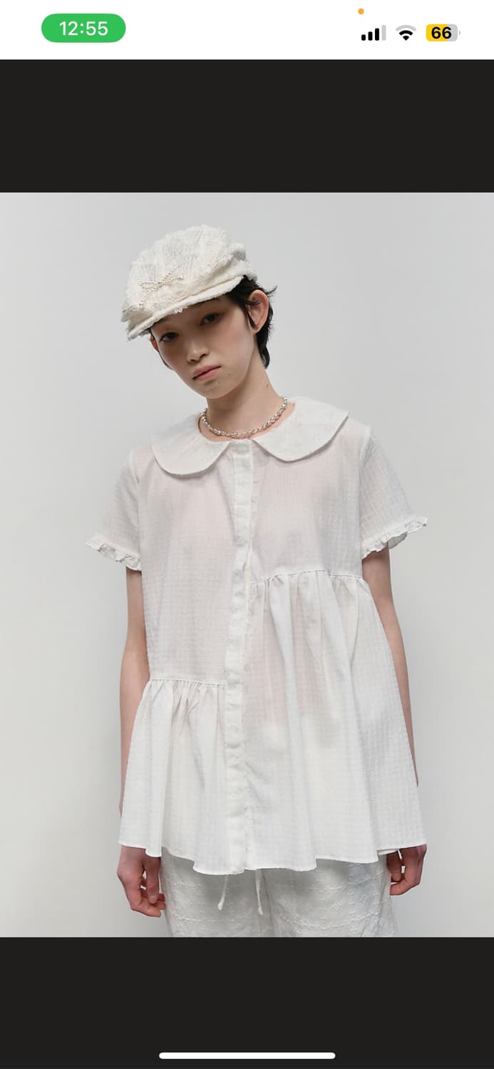 (모카 착용) textured collar top 블라우스 상품이미지3