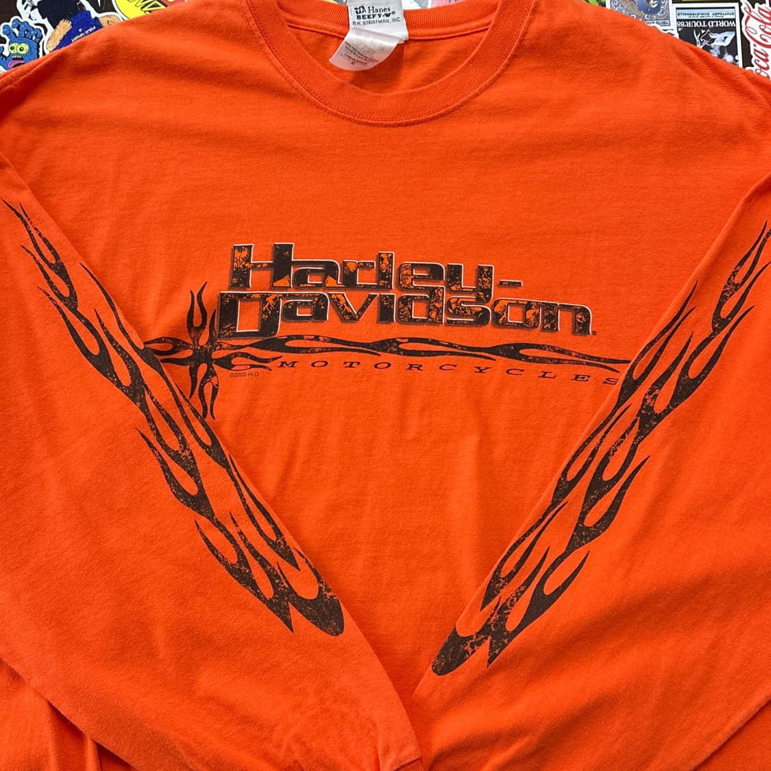 00s USA 할리데이비슨 플레임 롱슬리브 티셔츠 XL 상품이미지3