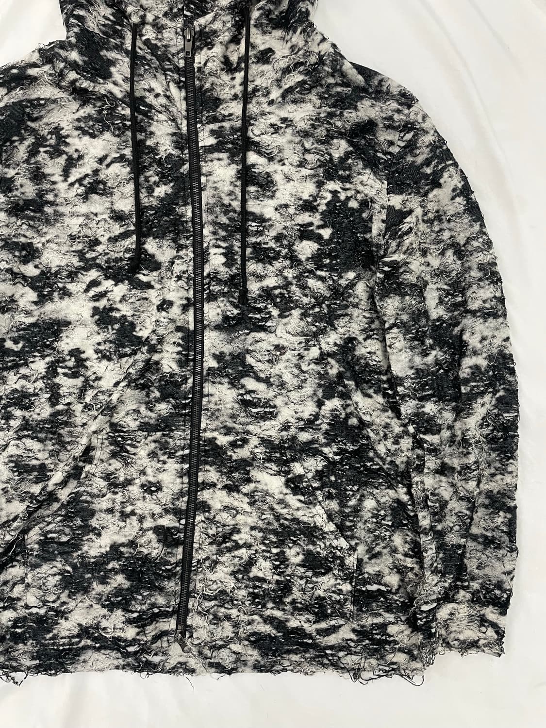 Black & White grunge hooded zip-up 상품이미지4