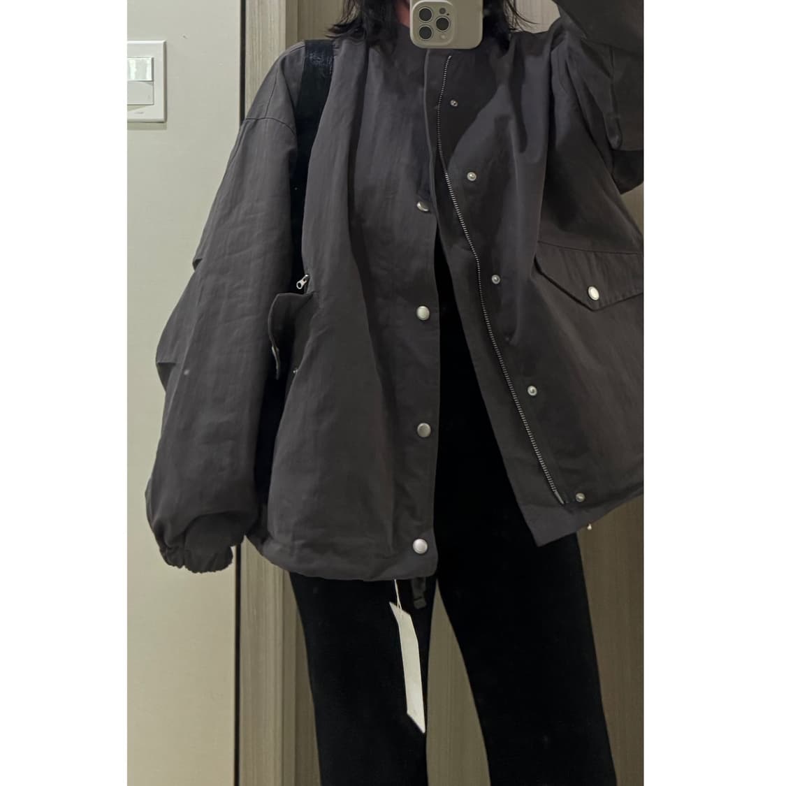 오로 oro 라퍼지포우먼 야상 자켓 오버핏 필드 숏 자켓  (그레이) 상품이미지1