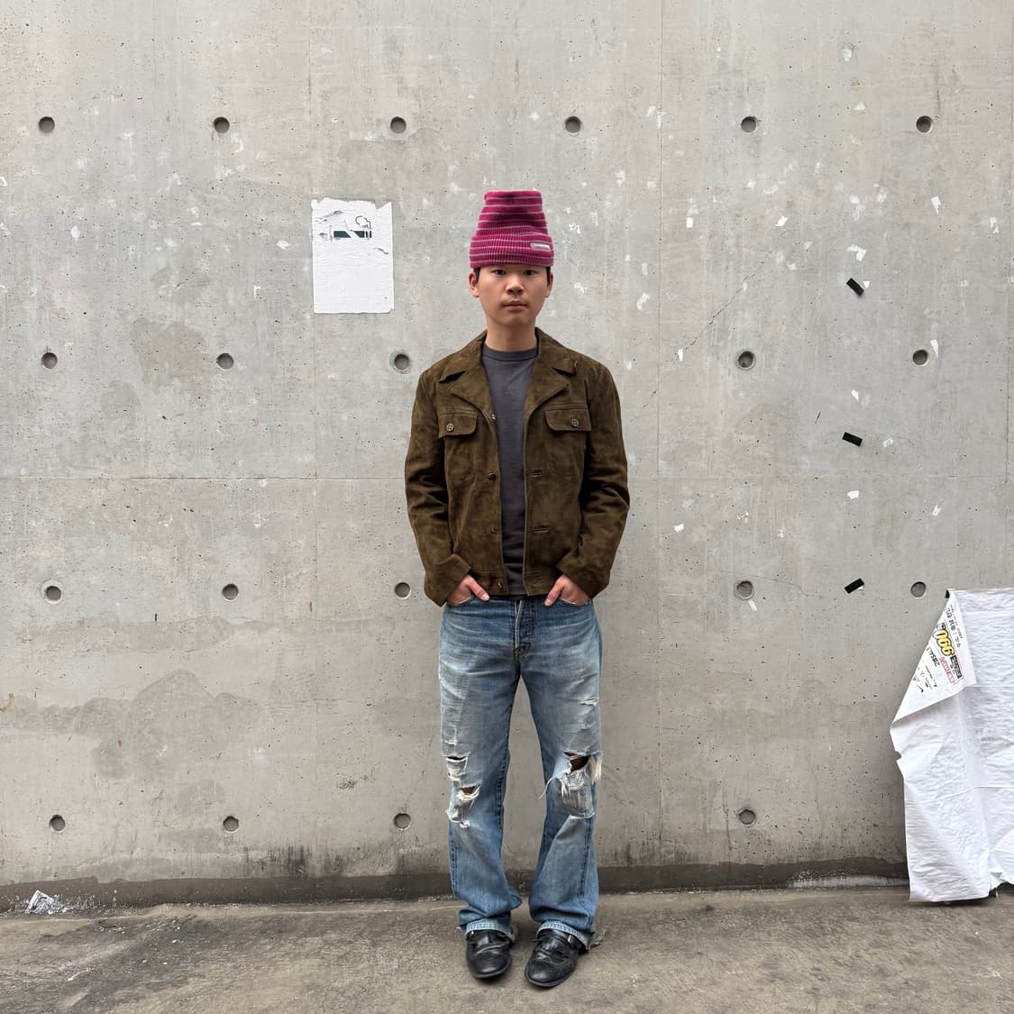 Spieth style 카키 스웨이드 레더자켓 상품이미지4