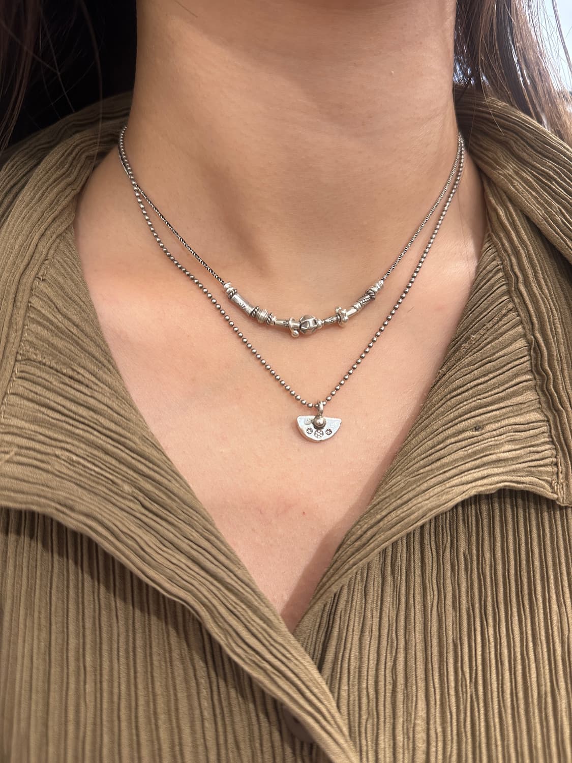 Musta karensilver mix necklace 상품이미지6