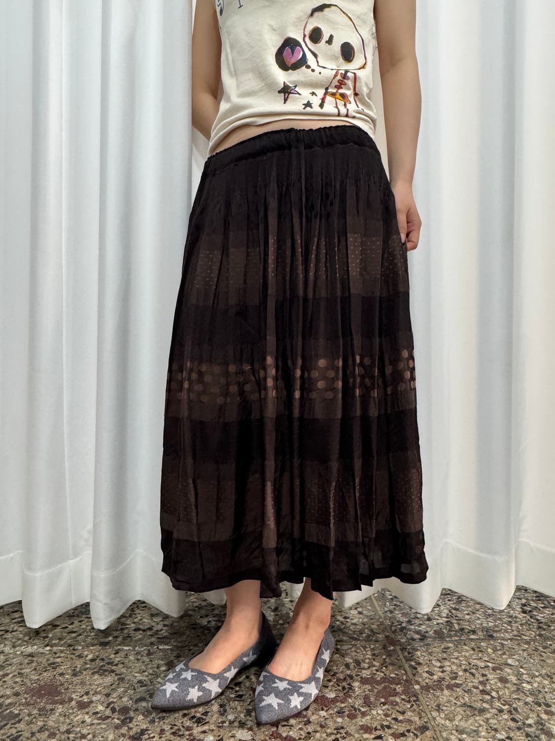 brown dot design skirt 상품이미지3