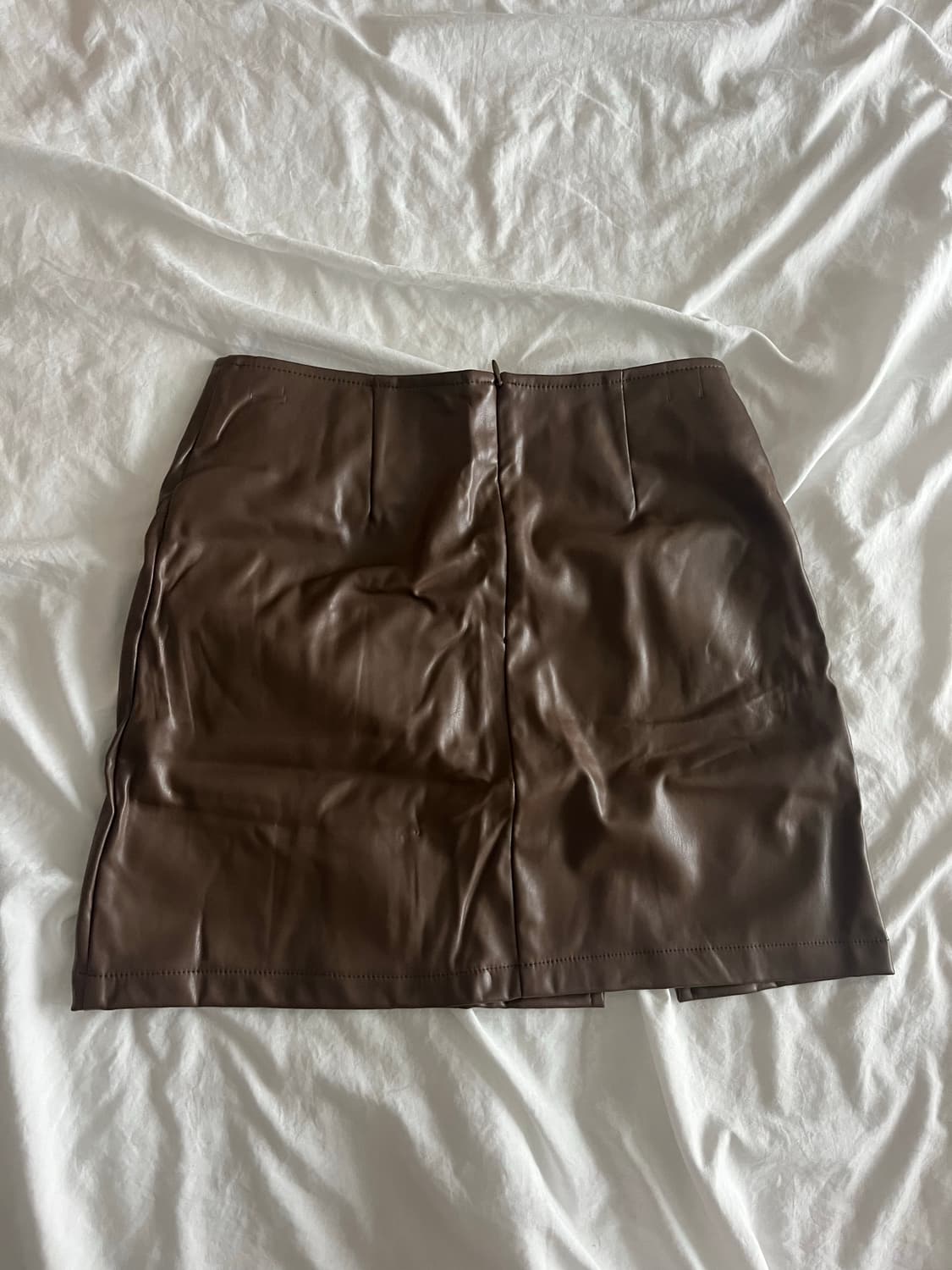 브라운 레더 스커트 상품이미지2