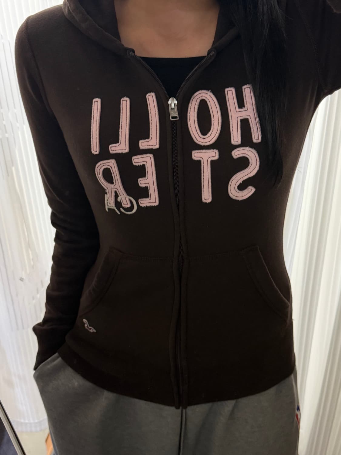 대장템 유일매물 홀리스터 브라운 핑크 후드집업 상품이미지1