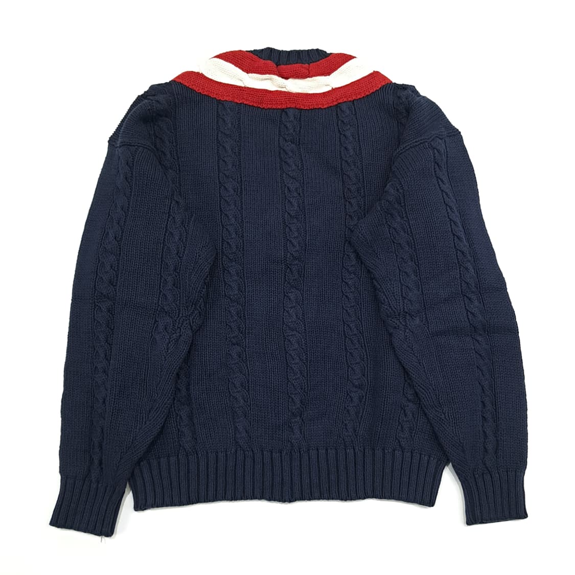 CN974 M 타미힐피거 다크네이비 크리켓 V넥 케이블 니트 스웨터 상품이미지6