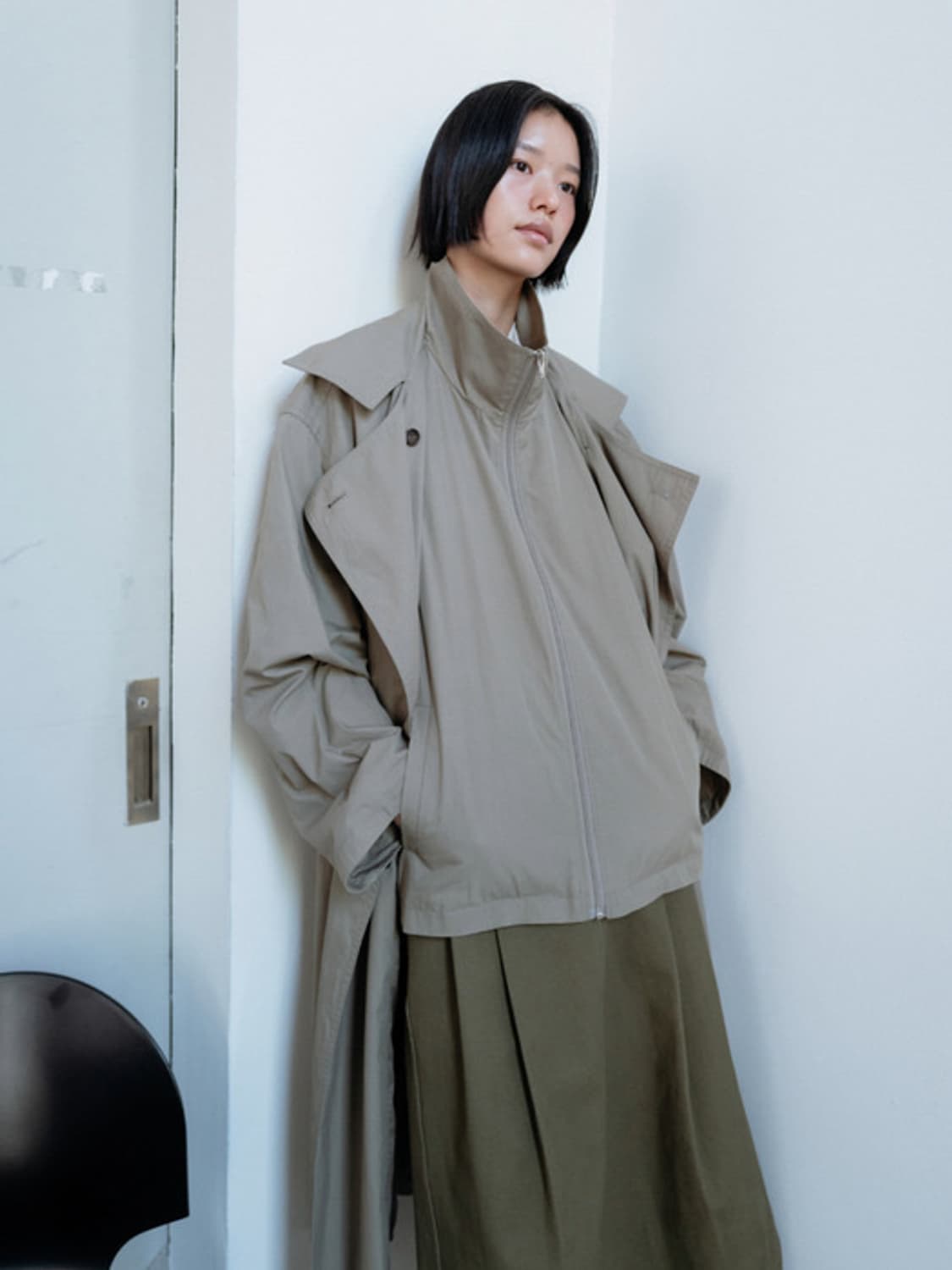 모노하 Inner shell cotton trench coat (khak 상품이미지3