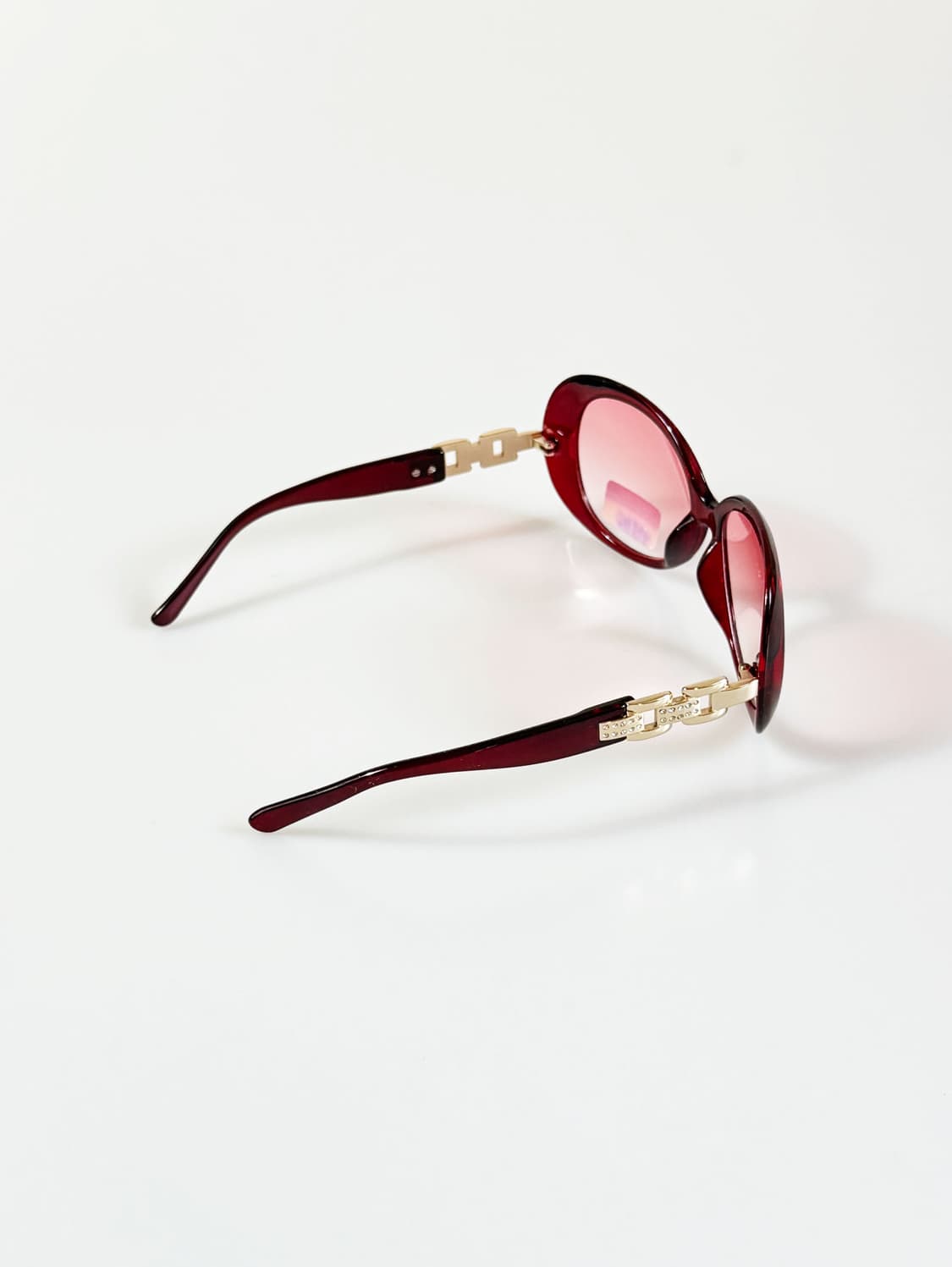 버건디 오버사이즈 볼드 스퀘어 프레임 빈티지 틴트 선글라스 상품이미지4